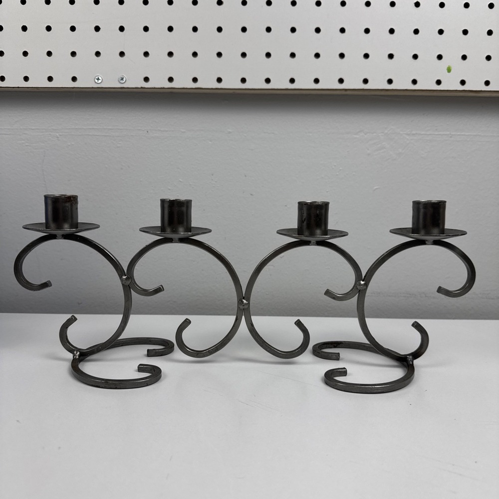 Vtg 80s Dalagruppen Sweden Wrought Iron 4 Taper Candle Holder Scandinavian